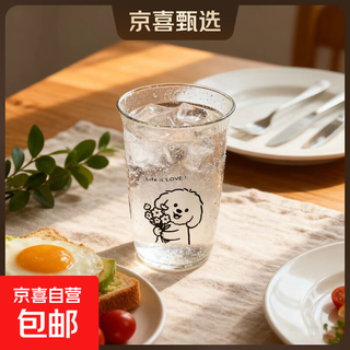 High borosilicate glass ins style cartoon heat-resistant glass cup latte cup american coffee juice cup bouquet puppy cup 460ml