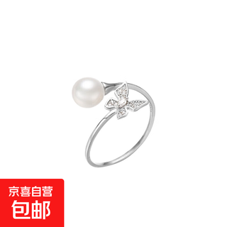The lowest butterfly ring in the whole network s925 silver freshwater pearl 7-8mm exquisite gift box freshwater pearl 7-8mm s925 silver butterfly ring