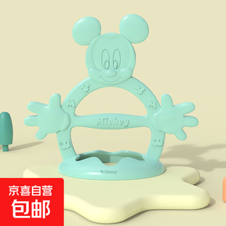 Children's teether silicone teething stick baby teething toy soothing molar stick high temperature resistant mickey/blue green