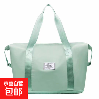 Travel bag portable large-capacity storage bag foldable short-distance travel fitness luggage bag lightweight and portable for maternity green expandable double-layer thick version