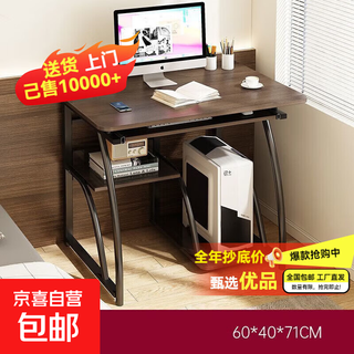 Computer desk simple small apartment home desktop rental house bedroom office dedicated simple modern bedside desk basic shelf style 60*40cm black walnut color