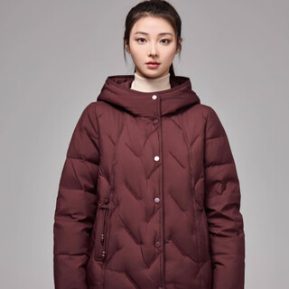 Kaimushi5057 mom's new winter down jacket women's short hooded medium thick jacket angora red 2xl 135-150