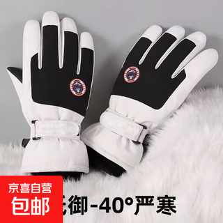 Ski gloves for men and women in winter, thickened with velvet and warm for outdoor riding, motorcycle touch screen, waterproof and anti-slip gloves, ski gloves - black - 1 pair