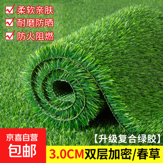 Simulated lawn carpet, artificial fake lawn, plastic green balcony, outdoor kindergarten bedding, decorative artificial turf, 3.0cm double-layer encrypted spring grass, upgraded composite green glue, 4 meters wide * 25 meters long, full curly hair