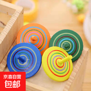 Wooden rainbow small top desktop stress reducing wooden toy kindergarten opening event promotional gift wooden rainbow small top 1 pack