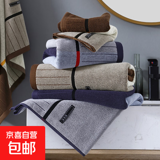 Pure cotton type a yarn-dyed jacquard men's bath towel, pure cotton shower towel for adult home use, soft, skin-friendly and water-absorbent 0938-blue+coffee 2 pack