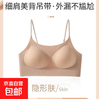 Leakable thin shoulder straps, beautiful back bra for women with small breasts, push-up suspenders, one-piece seamless invisible liquid foundation bra, invisible skin 1cm (naturally rounded) m (34/75abc)