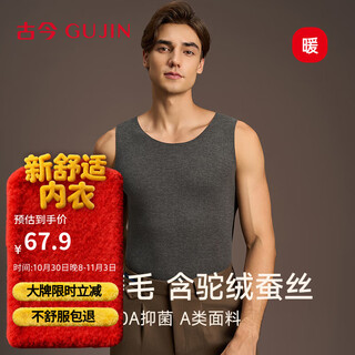 Ancient and modern (gujin) two-piece men's thermal vest men's camel hair silk autumn and winter seamless brushed base autumn coat 10a antibacterial