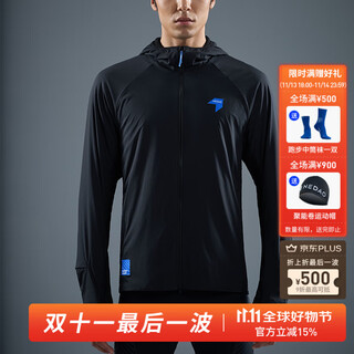 Nedao inner channel energy-concentrating roll hooded soft shell jacket for men and women, windproof sports breathable autumn running marathon warm jacket, night running black (men) xl