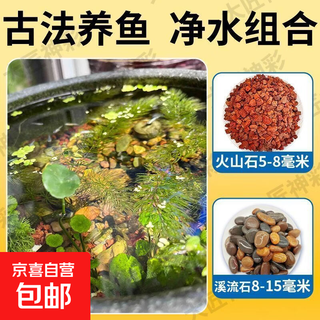 Natural volcanic stone stream stone fish tank decoration package, native landscaping bottom sand, special gravel for garden fish farming, medium size 5 jin jin is equal to 0.5 kg, volcanic stone + 5 jin jin is equal to 0.5 kg, stream stone + 1 thickened packaging bag, ancient landscaping combination, stable water quality + adsorption of impurities