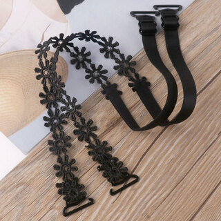 Shoulders hollow lace flower bra with underwear strap invisible shoulder straps women's accessories lace cross beautiful back halter black daisy