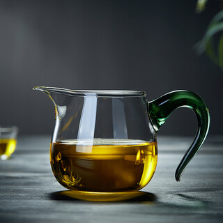 Shimi le tea leather glass fair cup tea set accessories stainless steel filter kung fu tea filter creative tea filter funnel green cup fair cup 400ml