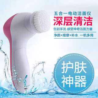 DS深层清洁毛孔净颜补水按摩美容仪一机多用护肤神器全自动洗脸仪便携电动 男女通用脸部神器 四合一洁面仪粉色+收纳盒