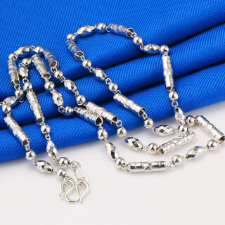 Qianying jewelry platinum necklace for men and women pt950 platinum chain cylindrical round beads olive chain transfer beads for husband weighing 11.4-15g platinum pt950 supports inspection