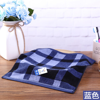 Gold number pure cotton men's business plaid couple's square towel, children's face towel, sweat towel, travel towel, soft, water-absorbent, thick and durable 36*36cm blue