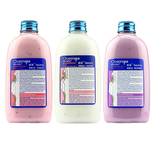 Senhai milk sea salt bath bath salt men's and women's full body scrub cleansing back moisturizing shower gel milk salt lavender + rose + milk three bottles 530g*3