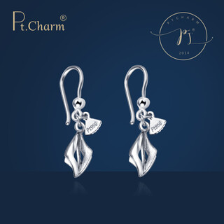 Pt.charm platinum pt950 platinum women's earrings with personalized creative geometric figures in stock national inspection certificate 2.7-2.8g pair
