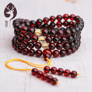 Mujue amber bracelet for men and women multi-circle blood amber bracelet diy beeswax hand decoration buddha beads 108 round beads bead diameter approximately 5-6mm