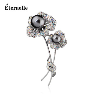 Eternelle french eternal european and american fashion artificial pearl brooch women's brooch brooch scarf button birthday gift dark gray beads