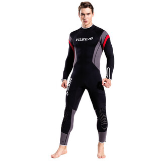 Hisea2.5mm wetsuit men's one-piece long-sleeved thermal suit swimsuit scr outdoor snorkeling suit surfing suit jellyfish suit gray m