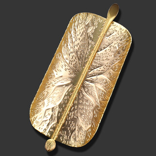 Kangyun tea set accessories, alloy tea spoon, tea spoon, tea pick, kung fu tea ceremony, tea shovel, tea art accessories, tea ceremony accessories, metal tea set 2-piece set (golden yellow)