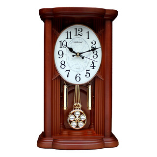 Heshuo retro clock table clock living room large european-style chinese-style sitting clock table-style old-fashioned clock ornaments chinese-style pendulum clock desktop red brown