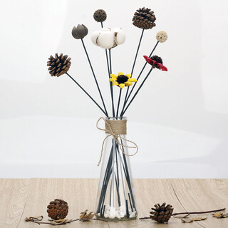 Ins nordic dried flower bouquet with vase package small fresh flower arrangement eternal flower set home rabbit tail grass living room office bedroom vase decoration furnishings including vase package 08