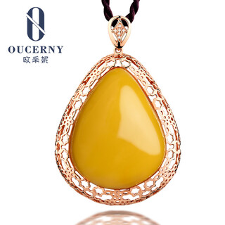 Ouchini beeswax pendant, amber pendant for men and women, 18k gold inlaid (shipped from stock)