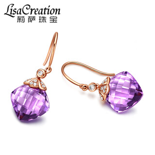 Lescreation lisa jewelry 8.7 carat natural amethyst earrings citrine earrings 18k rose gold gold diamond colored gemstone earrings 8.7 carat amethyst 18k earrings