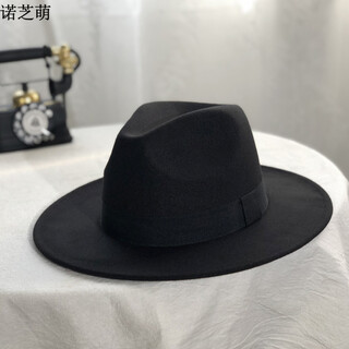 Nozhi meng retro men's gentleman's hat stage performance hat men's felt hat shanghai theater beach jazz hat nc697 black square strap one size head circumference 57cm