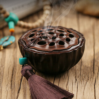 A family of craftsmen with a zen style, black rosewood lotus pod incense, agarwood plate, incense burner for the elderly, home incense stick, incense holder, tea ceremony ornaments, lotus pod (pt-a001)