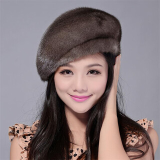 Luomei huarou imported new mink fur hat for women in winter full mink fur hat fur fashion beret mink fur hat gray head circumference 56cm