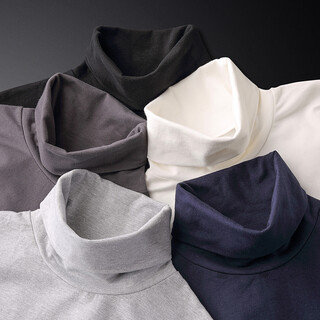 Chengjing one-piece velvet plus velvet thickened turtleneck bottoming shirt for men slim casual solid color autumn t-shirt for men warm long-sleeved sweatshirt i black 6020 without velvet 2xl