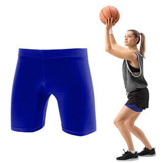 Women's solid color quick-drying bottoming thin sports fitness stretch yoga tight protective tackle three-point shorts multi-color dark blue women's m suitable for 160-170cm50-60kg