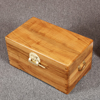 Zhishangziran camphor wood box, all camphor wood solid wood carved dragon and phoenix box, dowry clothing storage collection, insect-proof, moth-proof and moisture-proof, plain old camphor color (50*30*25)