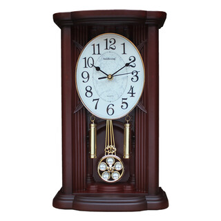 Heshuo retro clock table clock living room large european-style chinese-style sitting clock table-style old-fashioned clock ornaments chinese-style pendulum clock desktop red brown