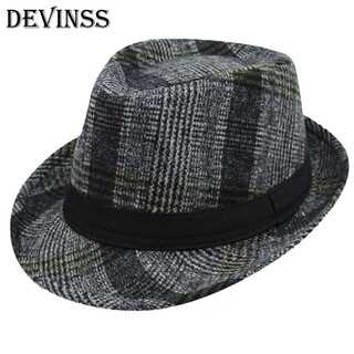 Devinss top hat men's autumn and winter warm top hat casual woolen hat fashion jazz dance hat handsome top hat gray