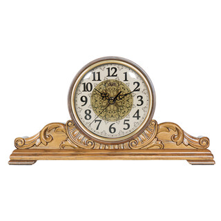 Compas desktop radio clock living room retro solid wood electronic clock table clock study bedroom radio clock szzd2235m
