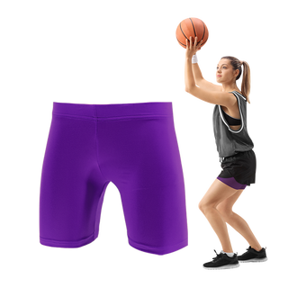 Women's solid color quick-drying bottoming thin sports fitness stretch yoga tight protective tackle three-point shorts multi-color purple women's m suitable for 160-170cm50-60kg