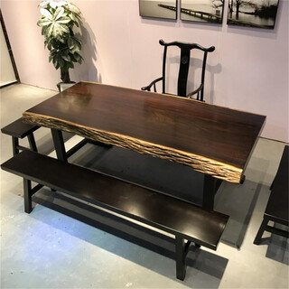 Guge black gold sandalwood black sandalwood large board solid wood large board tea table log simple coffee table coffee table office conference table 160-80 single table comes with bracket