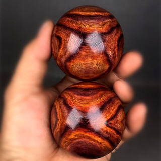 正庭 海南黄花梨保健球红木手球海黄健身球对眼鬼脸老料文玩手把件摆件 5.0cm一对