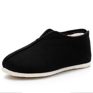 Long ruixiang winter old beijing cloth shoes men's thousand layer sole cotton shoes dad's middle-aged and elderly traditional handmade old man shoes casual monk shoes black one size small 42 take one size larger