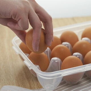 Lock&lock egg box refrigerator egg storage box home kitchen crisper with lid compartment egg tray storage box transparent plastic translucent 18 grids