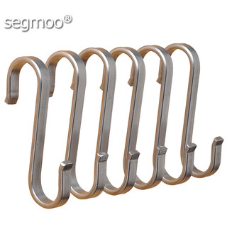 Segmoo 304 stainless steel flat s hook s type hook flat hook hook kitchen hanging rod s hook hook thickened bacon hook s hook 3mm thick 32/38 (pack of 3)