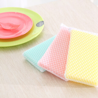 Fasola sponge wipe scouring pad 5 pieces for pot scrubbing, dishwashing, mesh sponge cloth, kitchen cleaning and decontamination wipes, mixed colors