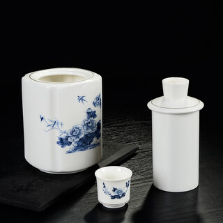 Songhui ceramic wine warmer, hot wine kettle, warming wine boiler, chinese wine set, white and yellow wine household warmer, one jin jin is equal to 0.5 kg (1 jin jin is equal to 0.5 kg) blue and white peony 3-piece set