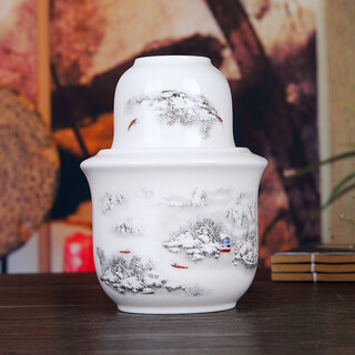 Shengtianxia jingdezhen ceramic wine set half jin jin is equal to 0.5 kg, packed with wine jug, warm wine, heated wine jug, wine cup, yellow wine warmer, white wine jug, snow scene - warm wine jug - half jin, equal to 0.5 kg, packed