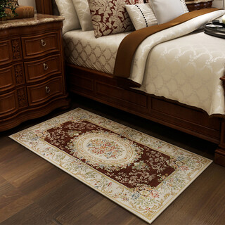 Zhonghong european pastoral chenille jacquard door mat entry entrance floor mat washable and machine washable wear-resistant blended woven computer chair mat foot mat non-slip floor mat entrance door 904 brown 60*90cm