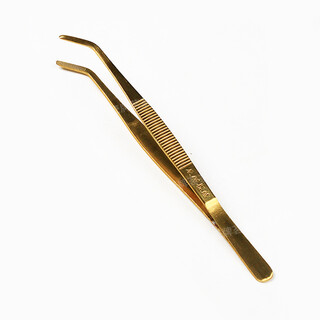 Porcelain brand tea thickened stainless steel tea clamp bamboo wooden tweezers tea chopsticks large tea cup clamp (bamboo clamp) kung fu tea set tea ceremony accessories thickened stainless steel clamp - tuhao gold