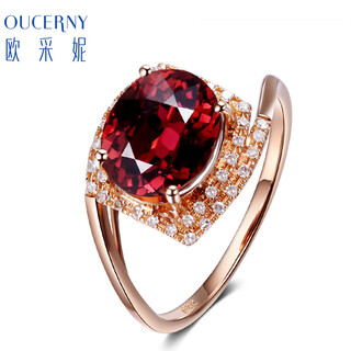 Ouchini jewelry colored gemstone ring 18k gold diamond ring for women ruby tourmaline rose gold diamond ring for women (ready shipping) 15 circles